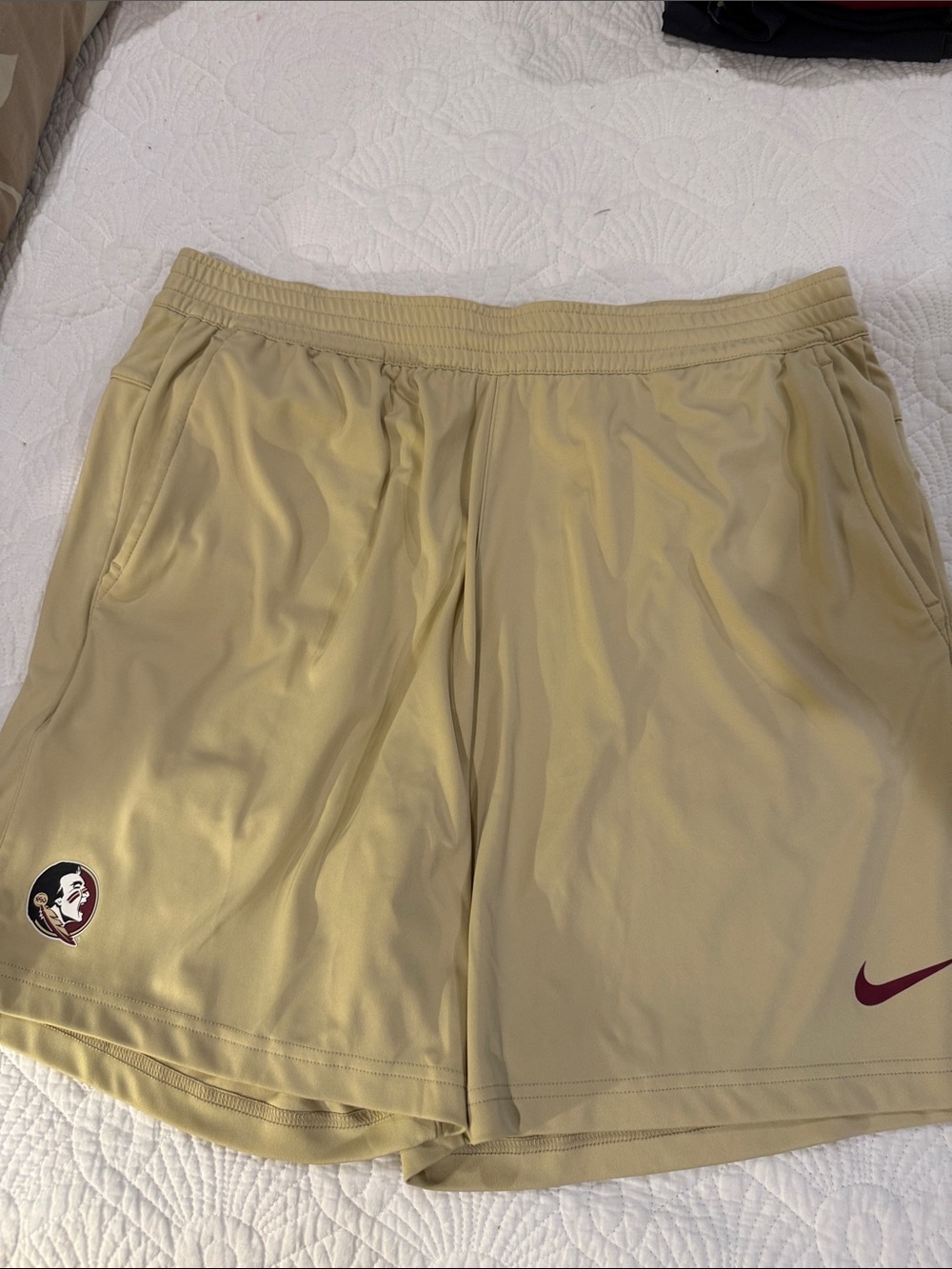 Nike Shorts in Khaki with Garnet Accents